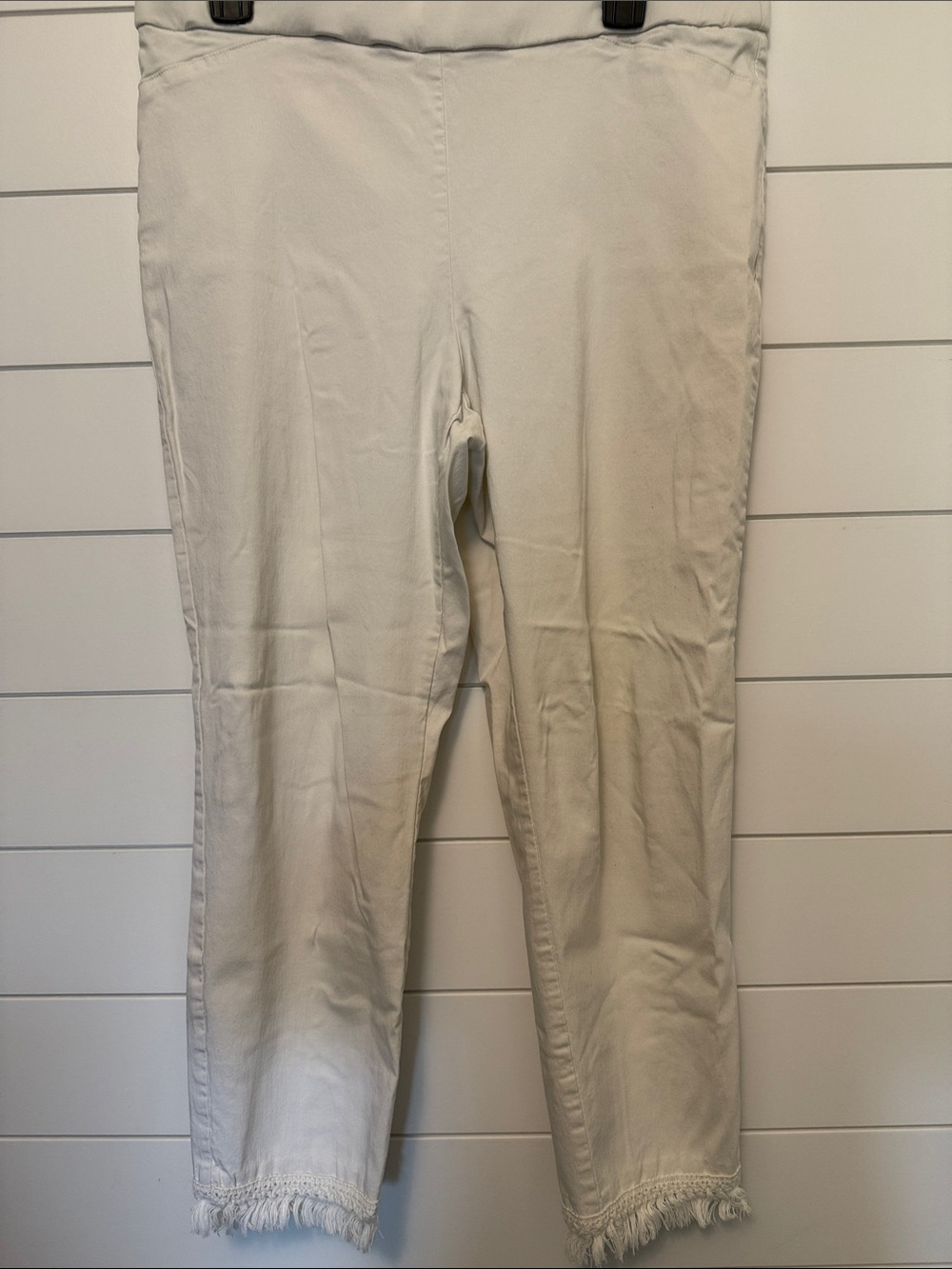Style & Co. Cream Cropped Fringe-Hem Pants